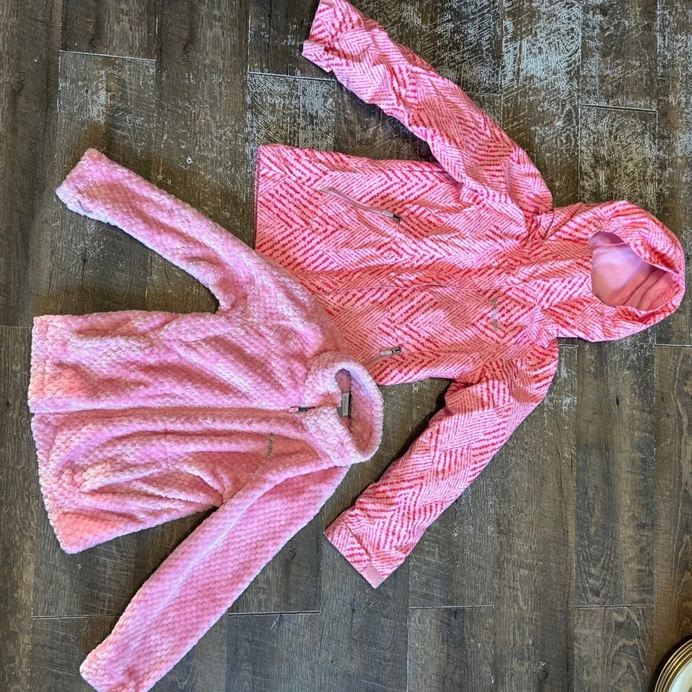 Columbia Girls Pink Chevron 3-in-1 Interchange Jacket Omni-Heat Small